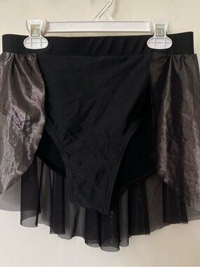 Black Dance Briefs With Mesh Back Skirt